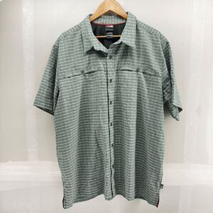 The North Face 2 Pocket Button Up Green Check Mens XXL Modal Breathable Hiking